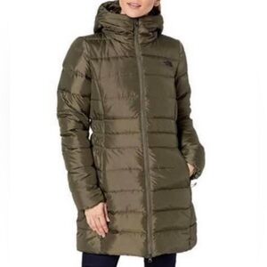 The North Face Hooded Down Parka 550 Long Coat in Olive Green Womens Size Large